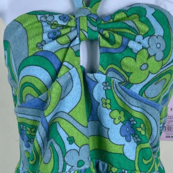 Wild Fable Women's Swirl Sleeveless Halter Tie Towel Terry Romper Size XS - Picture 5 of 6